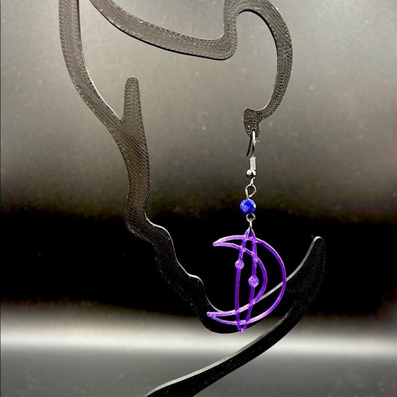 Handmade Purple Moon Earrings - Picture 4 of 6